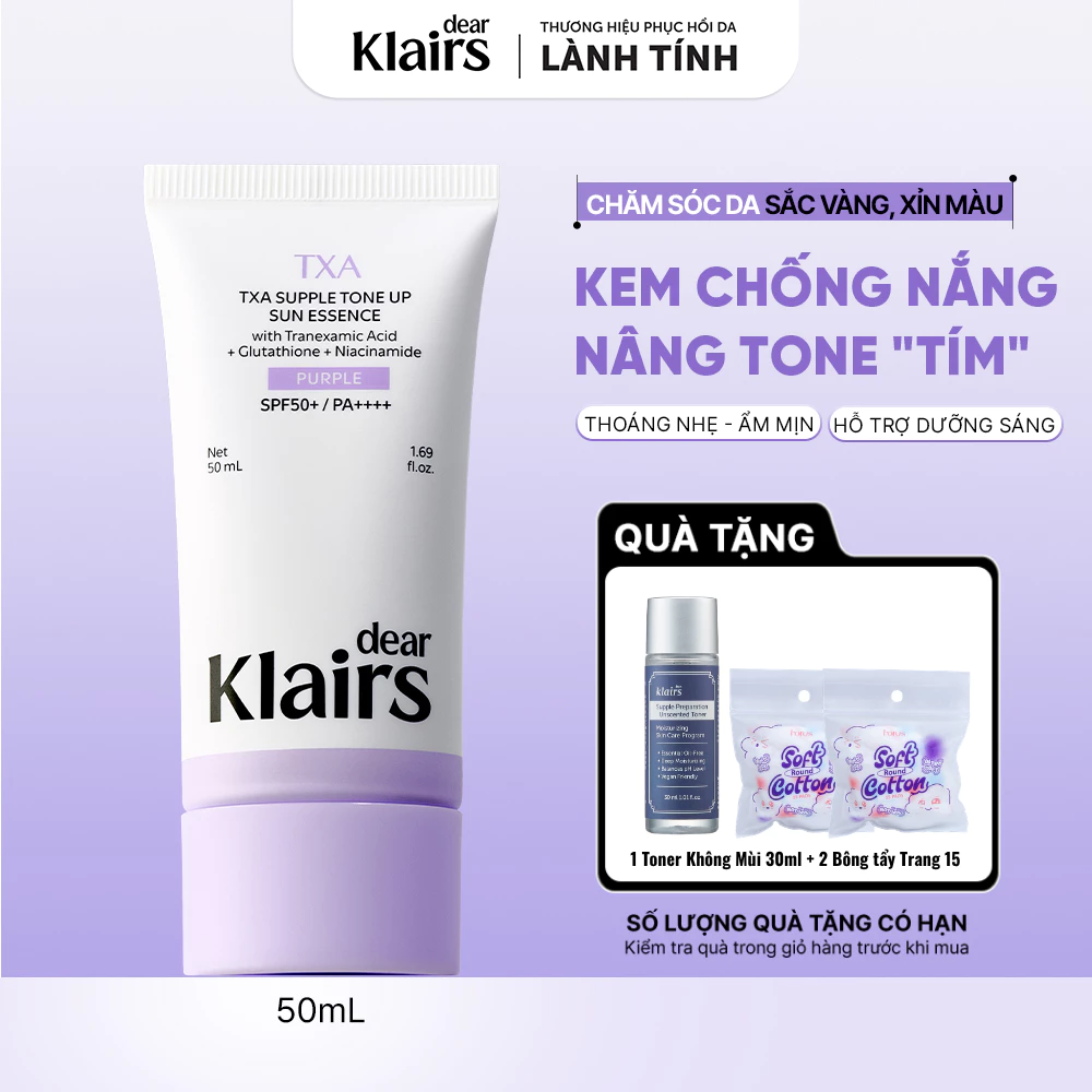 [KOL] Dear Klairs Kem chống nắng TXA Supple Tone Up Sun Essence SPF50+ PA++++ 50 ml