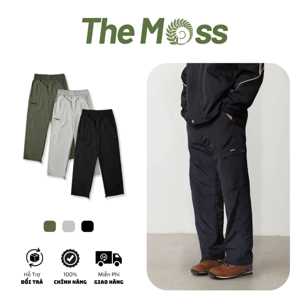 The Moss - Quần Gió Dài Túi Hộp The Moss TRAIL PANTS Ống Rộng Có Dây Rút Gấu