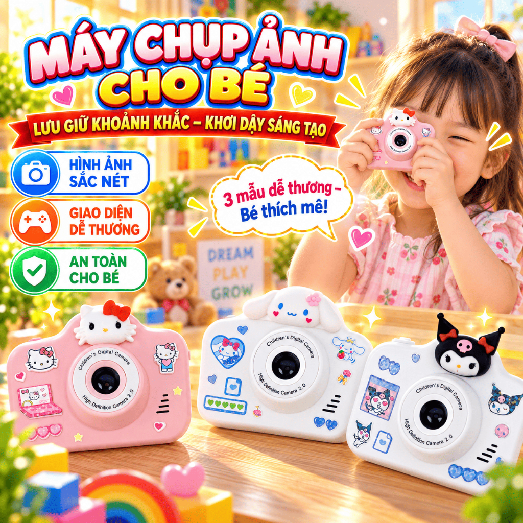 Đồ Chơi Máy Ảnh Kỹ Thuật Số Cho Bé Camera Kép Kèm Độ Phân Giải 2000MP, Máy Ảnh…
