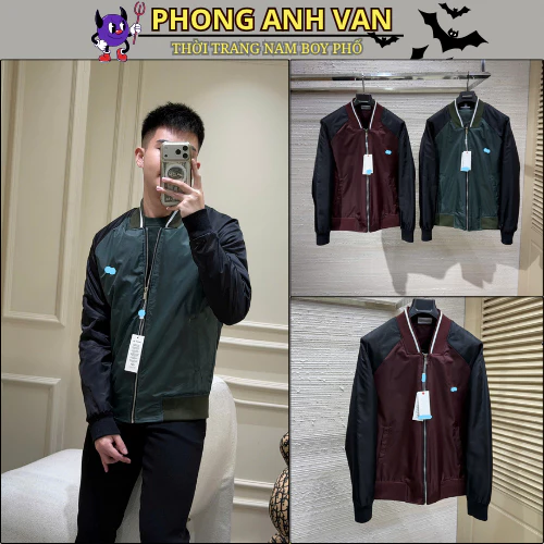 Áo Khoác Gío Nam Chần Bông Thêu LoGo Cá Xấu Cực Nét - Áo Khoác Bomber Nam Nữ Phối Mầu Siêu Đẹp