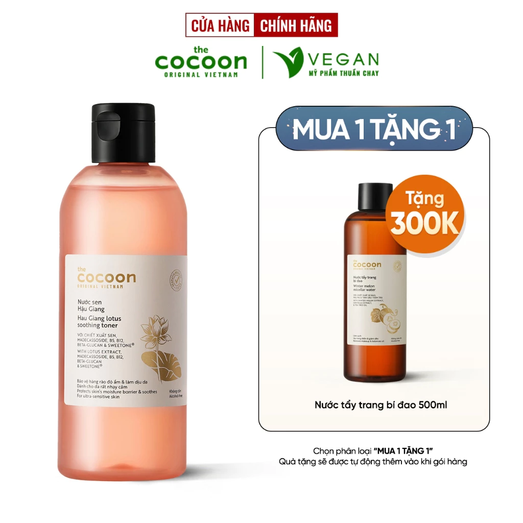 Toner nước cân bằng da SEN Hậu Giang cocoon 310ml - VEGAN - Mỹ phẩm thuần chay