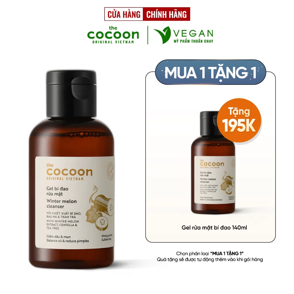 Gel bí đao rửa mặt Cocoon (Winter melon cleanser) 140ml