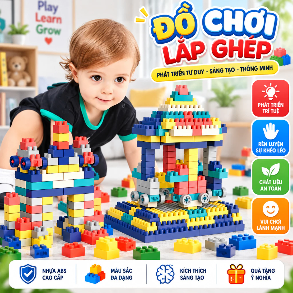 Đồ chơi xếp hình PLSHARK 520 chi tiết giúp bé phát triển trí tuệ - Đồ chơi lắp ráp 520 chi tiết dành cho bé phát triển