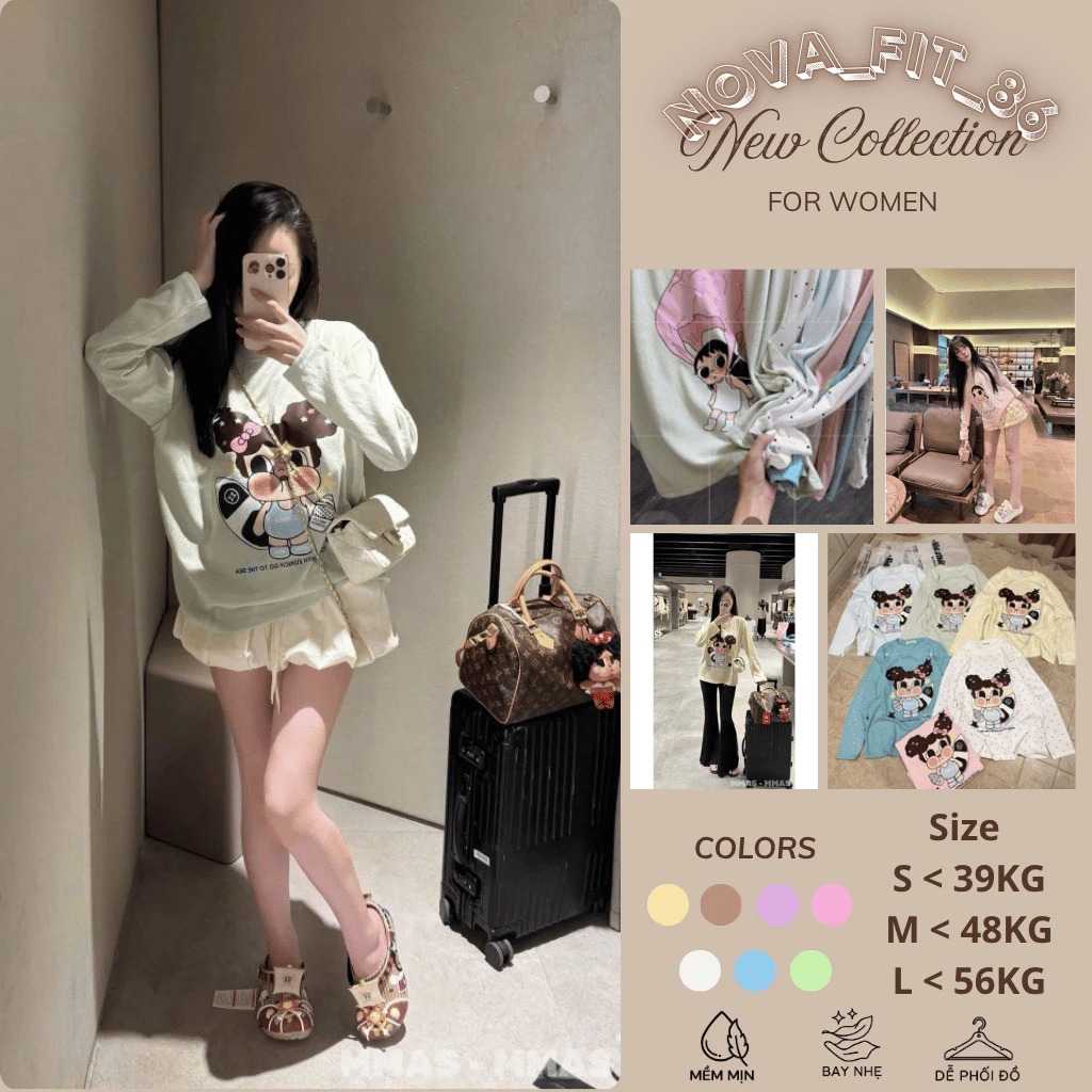 Áo Thun Nữ Tay Dài In Hình Hoạt Hình Dễ Thương Form Rộng Phong Cách Hàn Quốc Trẻ Trung Cá Tính Thời Trang Thu Đông