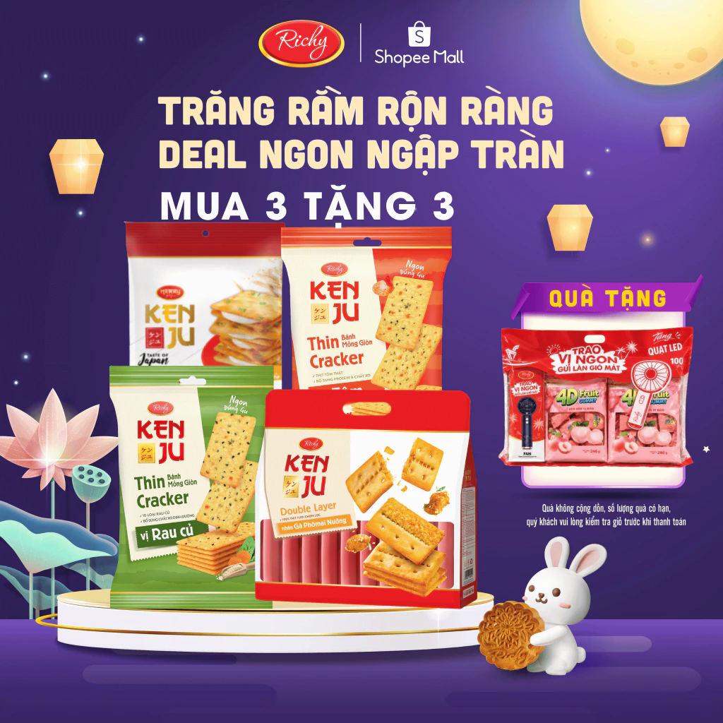 [TẶNG QUÀ ĐƠN TỪ 135K] Combo bánh quy Kenju nhiều vị, Kenju rau củ/ vị tôm,kem dẻo hành, chà bông BACK TO SCHOOL