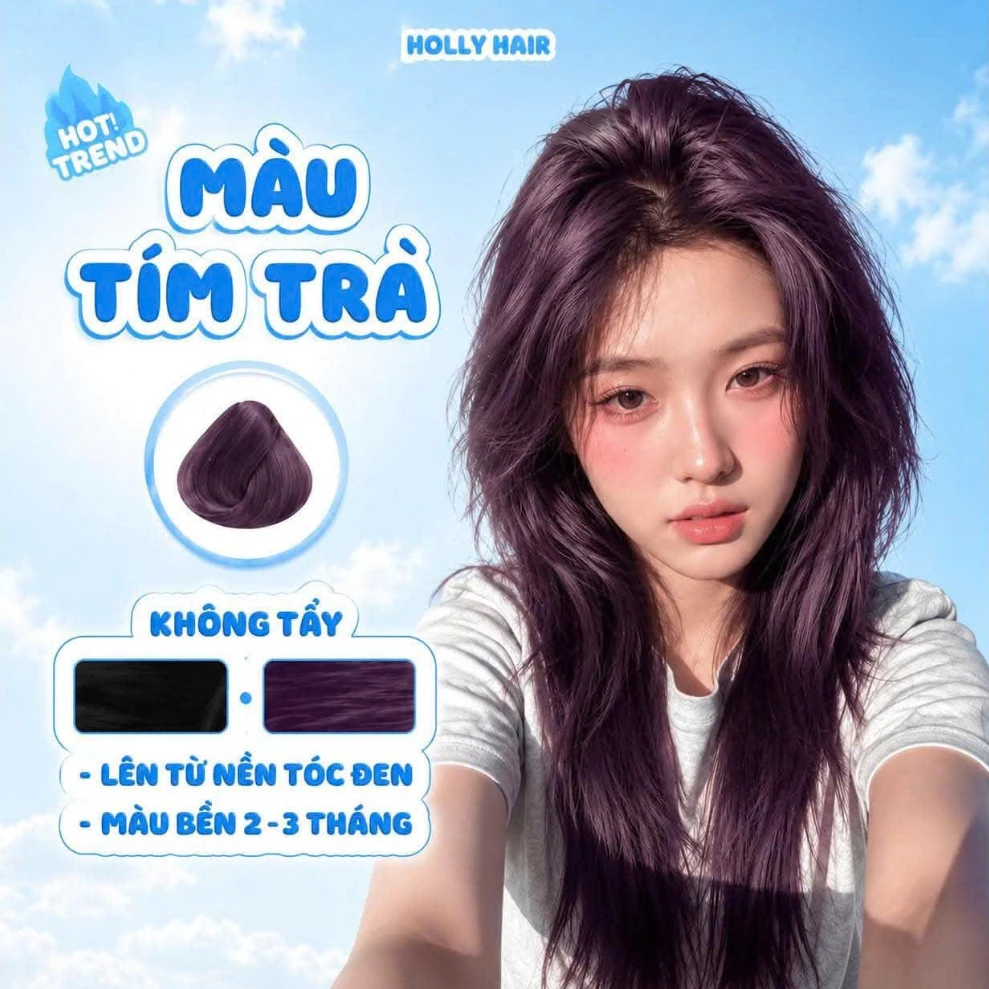 Thuốc Nhuộm Tóc Màu TÍM TRÀ , Không Tẩy - MOLLY HAIR