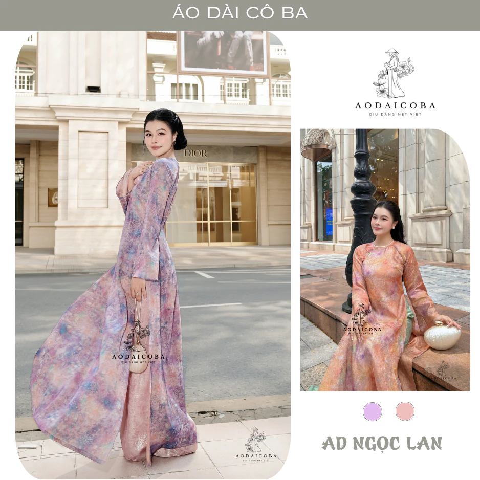 [BST 2027 ] Áo dài cách tân NGỌC LAN chất gấm cao cấp, dáng suông thanh lịch có chiết eo sau lưng, dễ mặc các dịp lễ Tết