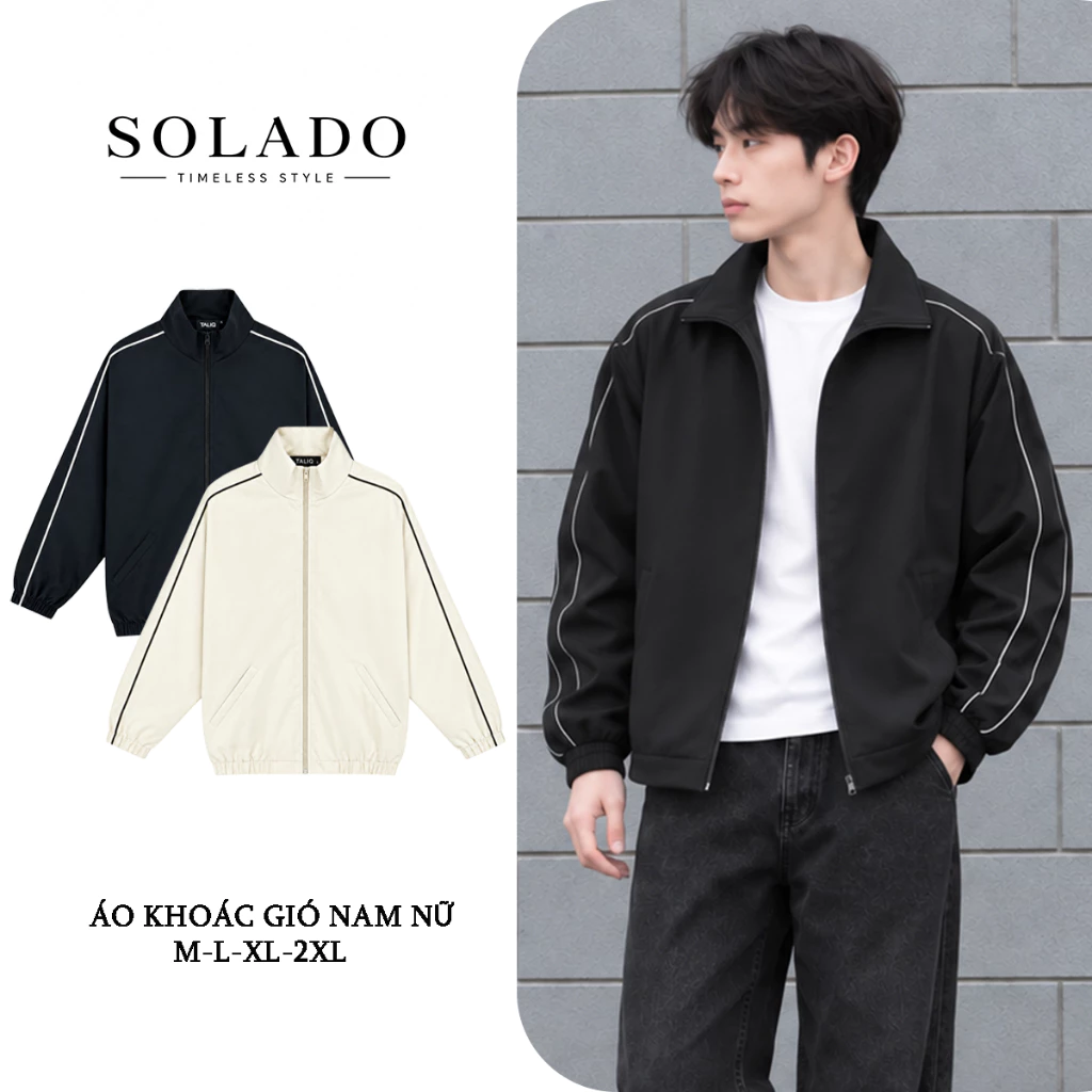 Áo Khoác Gió SOLADO Unisex Kẻ Sọc Thể Thao Cao Cấp Chống Gió, Chống Bụi AKG04
