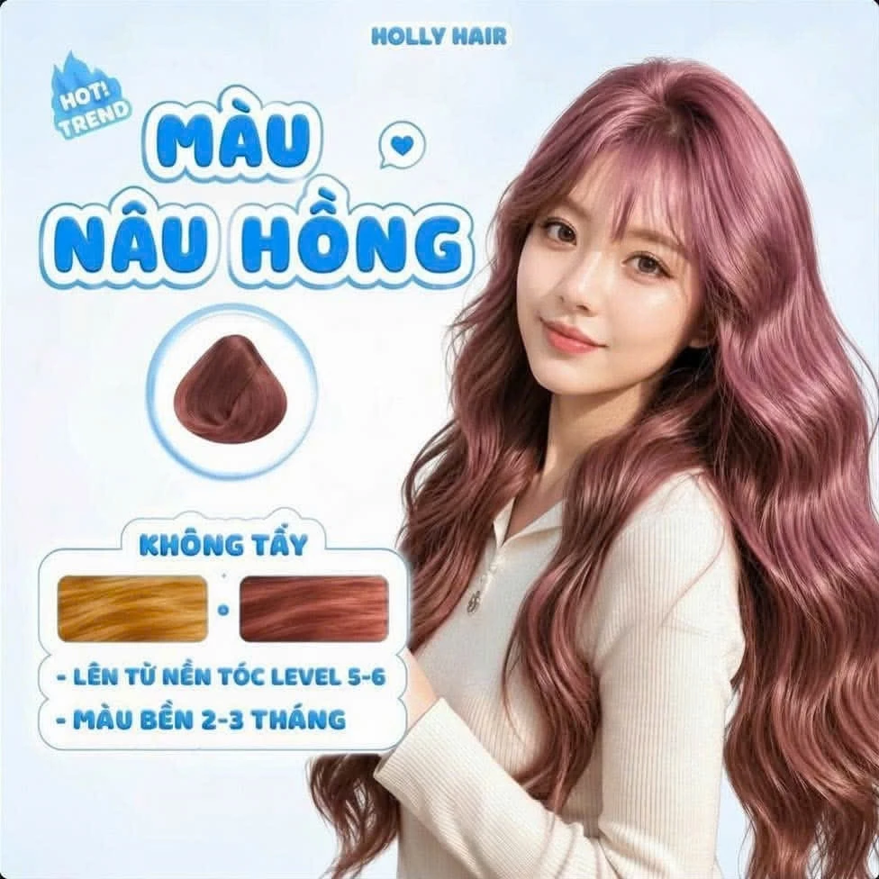 Thuốc Nhuộm Tóc Màu NÂU HỒNG , Nâng Tone  - MOLLY HAIR