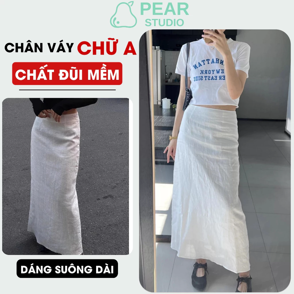 [ DEAL SHOCK ] Chân Váy chữ A Chất Đũi Mềm Mại Thoáng Mát - Váy Nữ Dáng Dài Lưng Cao Tôn Dáng Q19