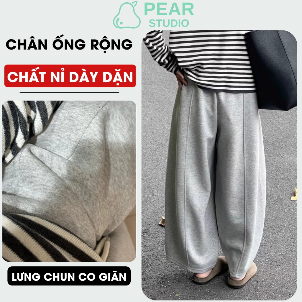 [ HOTTREND ] Quần nữ ống rộng dáng suông cao cấp - Quần Jogger cạp cao chất nỉ 2 da dày dặn Q131