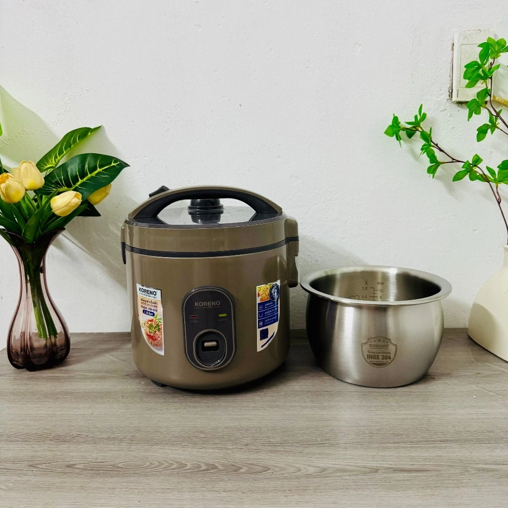 Nồi cơm điện Lòng inox 304 koreno KN 619-6112, dung tích 1,2L-1,8L phù hợp gia đình 2-6 người