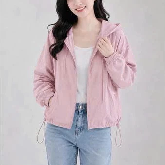 Áo Khoác Gió 2 lớp Nữ  Chất Vải Gió Nhăn Cao Cấp CÓ TÚI BÊN TRONG,Mũ Trùm Đầu Dây Rút