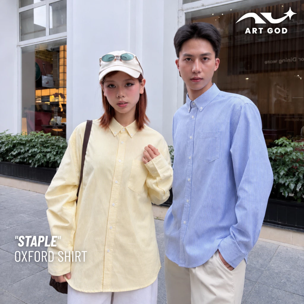 Áo Sơ Mi Kẻ Sọc Tay Dài Nam Nữ Hàn Quốc Chất Liệu Oxford Cao Cấp Form Rộng Basic ARTGOD HMA126