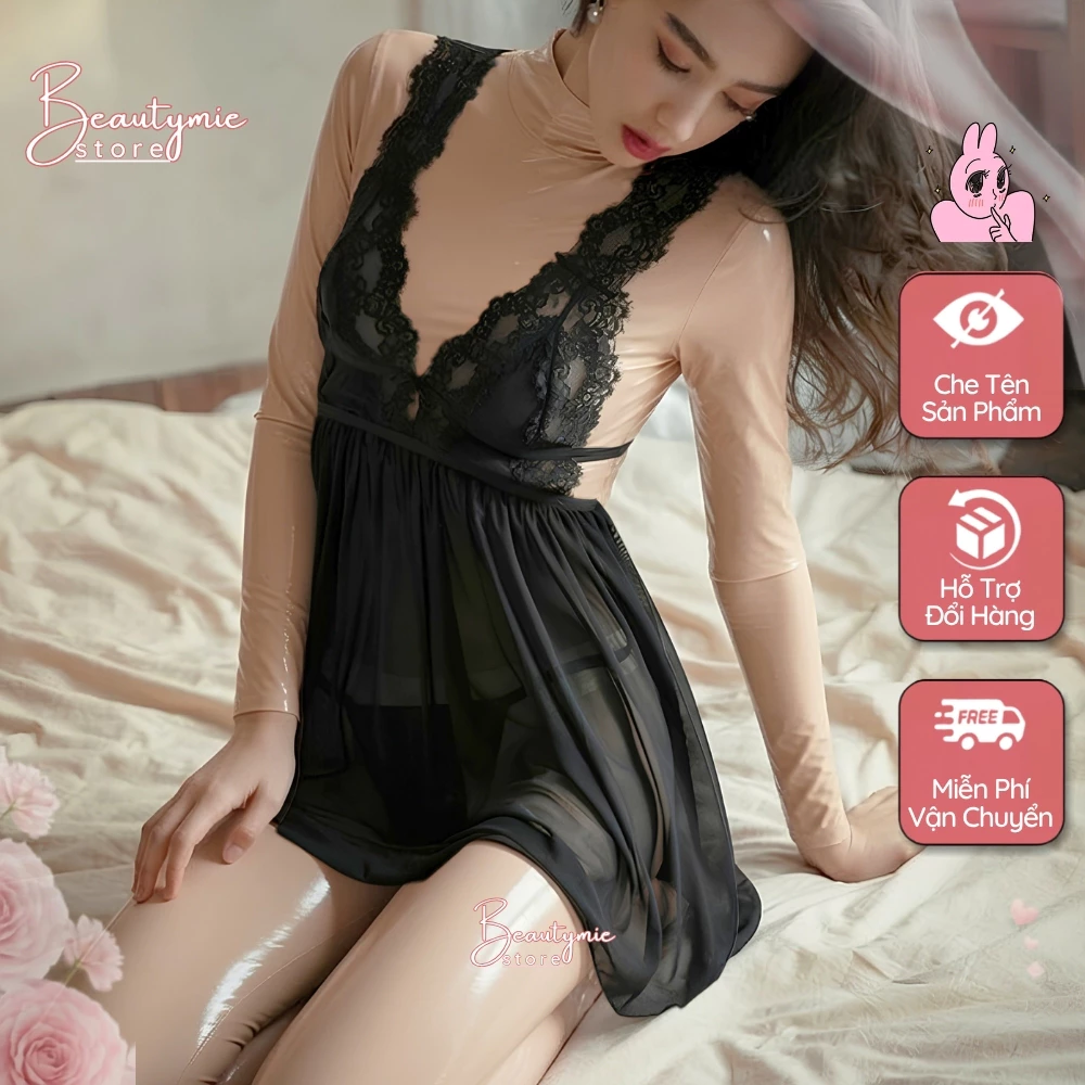 Váy Ngủ Ren 2 Dây Bản To Xẻ Sau DN01 Sexy Gợi Cảm Hình Bướm Quyến Rũ Cuốn Hút