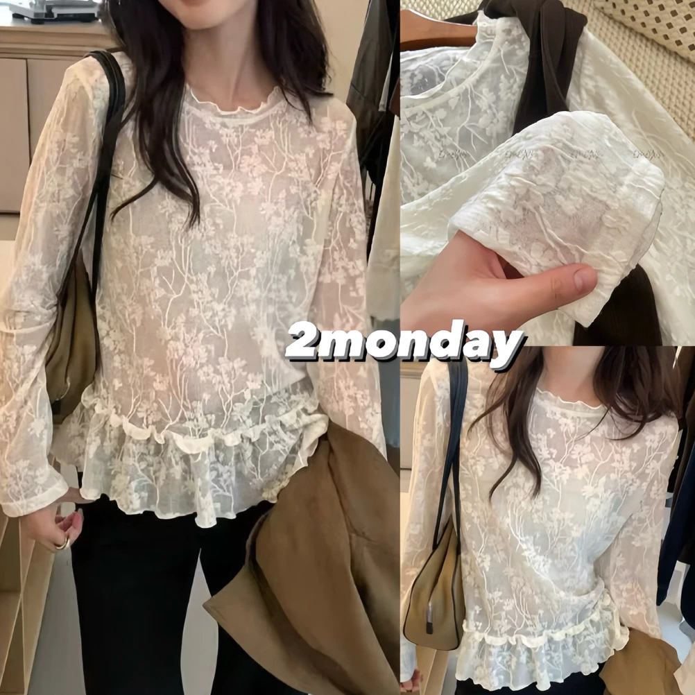 [HÀNG LOẠI 1] ÁO KIỂU NỮ CỔ TRÒN REN HOA THÊU NỔI MẶC MÙA THU SIÊU XINH 2MONDAY A259
