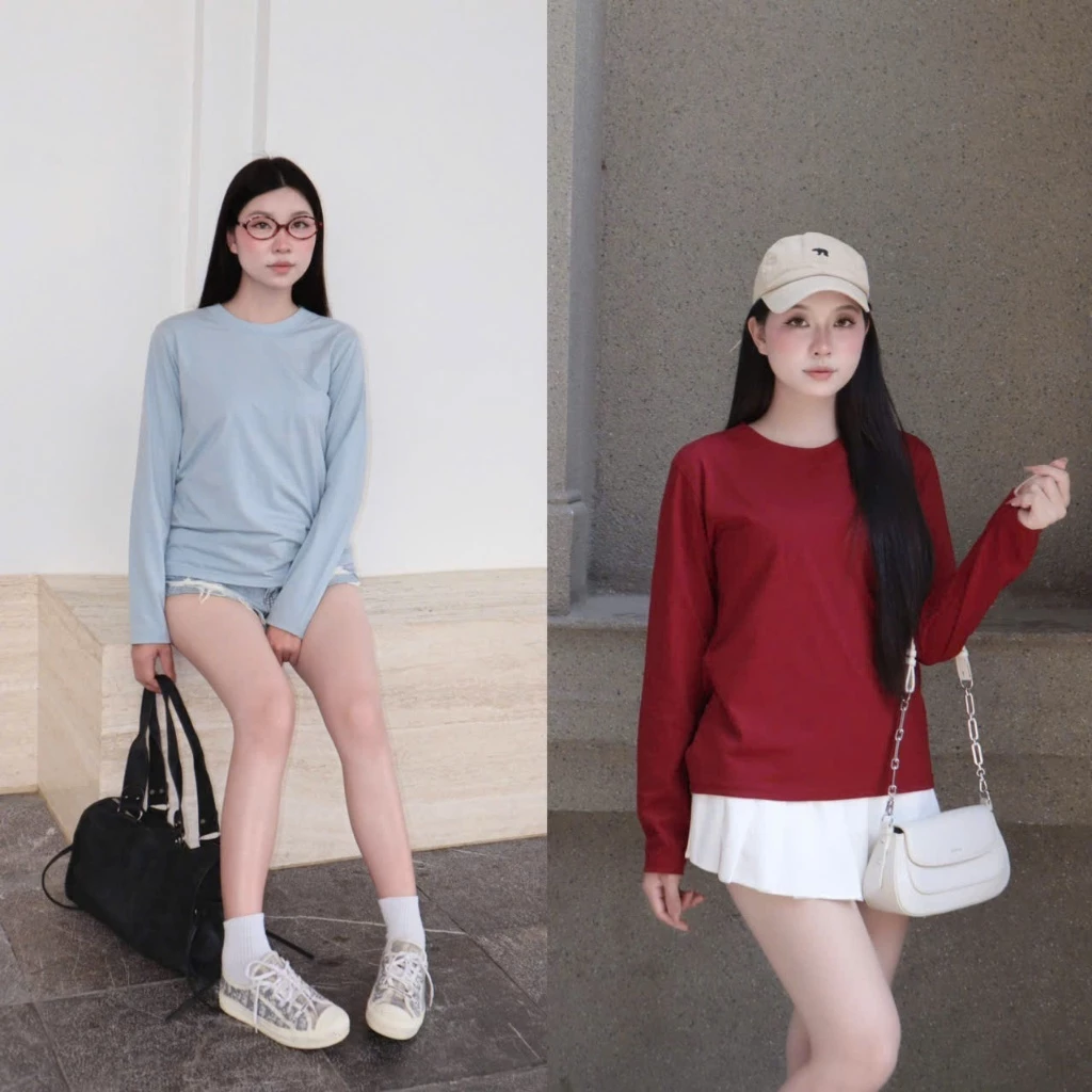 ÁO THUN BABYTEE  TAY DÀI TRƠN COTTON MỀM MỊN  DỄ PHỐI ĐỒ BST26 Cổ Tròn