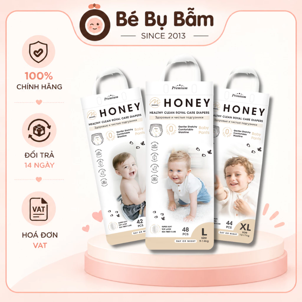 ✅ Tã Bỉm Honey Premium Chính Hãng - Đủ dán, quần, Size NB, S, M, L, XL, XXL, 3XL, 4XL, Voucher Extra