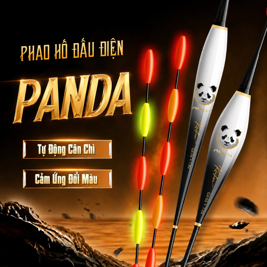 Phao Hố Đấu Điện Panda Tự Cân Chì Chuyên Câu Săn Hàng Câu Chép Tăm Phao Sáng Cảm Ứng Đổi Màu