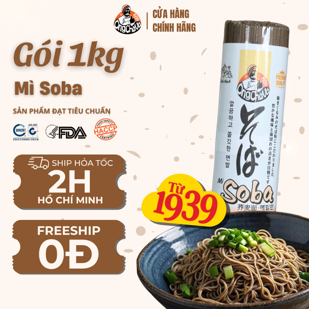 Mì Soba Khô thương hiệu Ông Chà Và 1kg - Hàng Chính Hãng