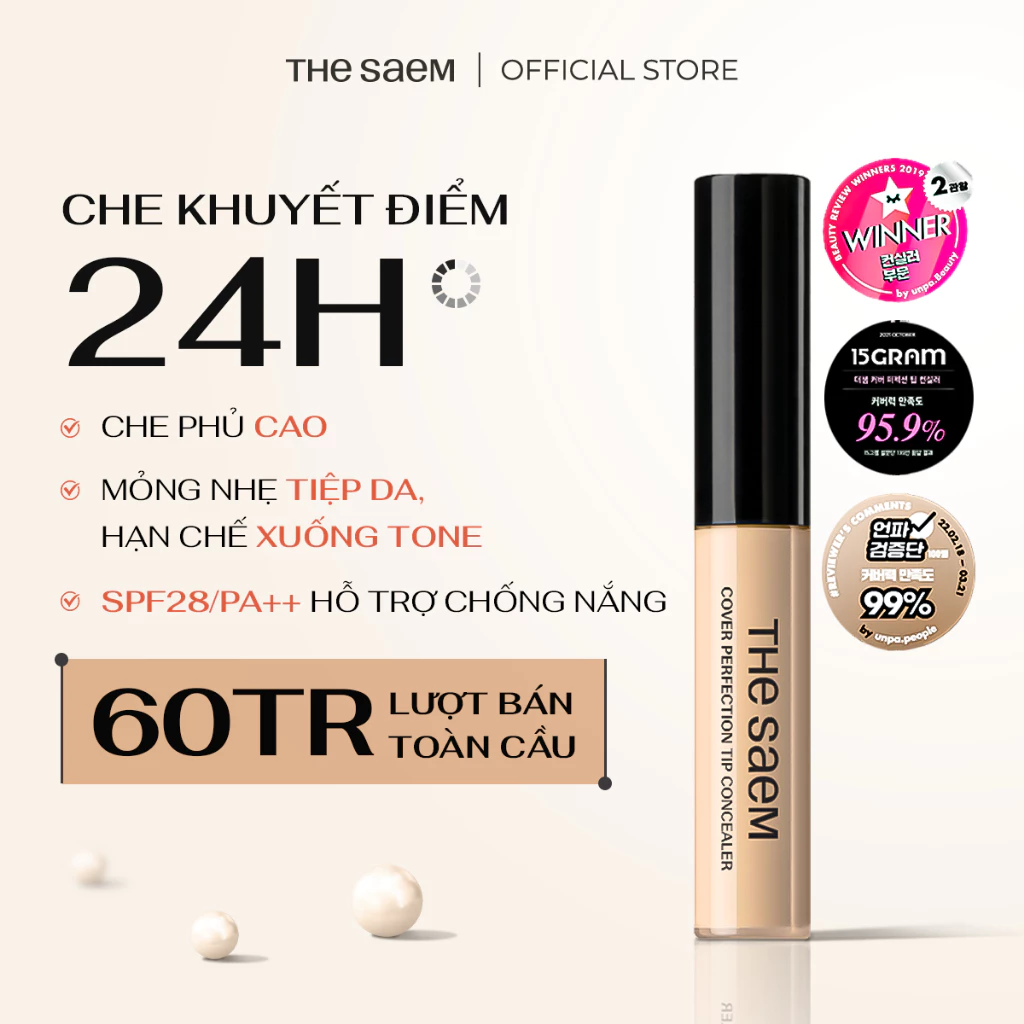 [DAILY LIVE] Che khuyết điểm che phủ cao THE SAEM Cover Perfection Tip Concealer 6.5g