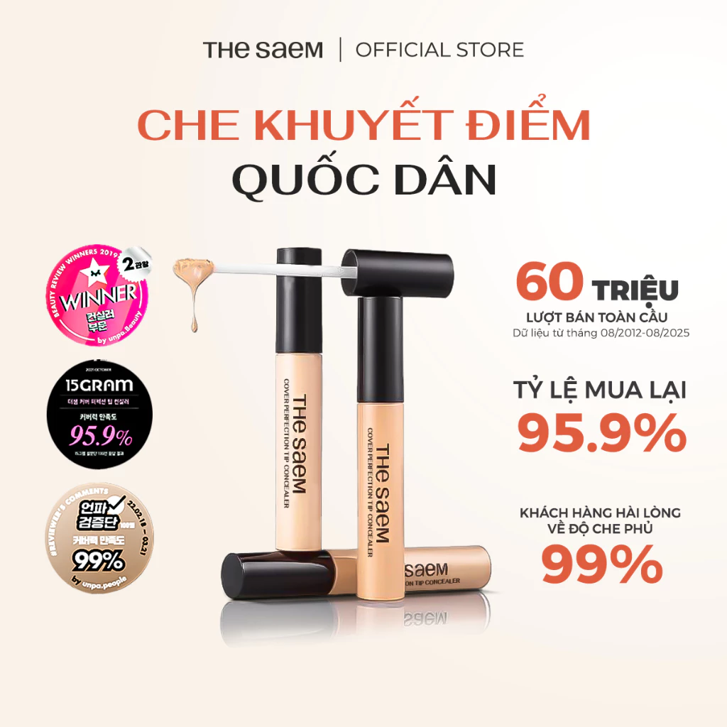 [SVIP] Che khuyết điểm che phủ cao THE SAEM Cover Perfection Tip Concealer 6.5g