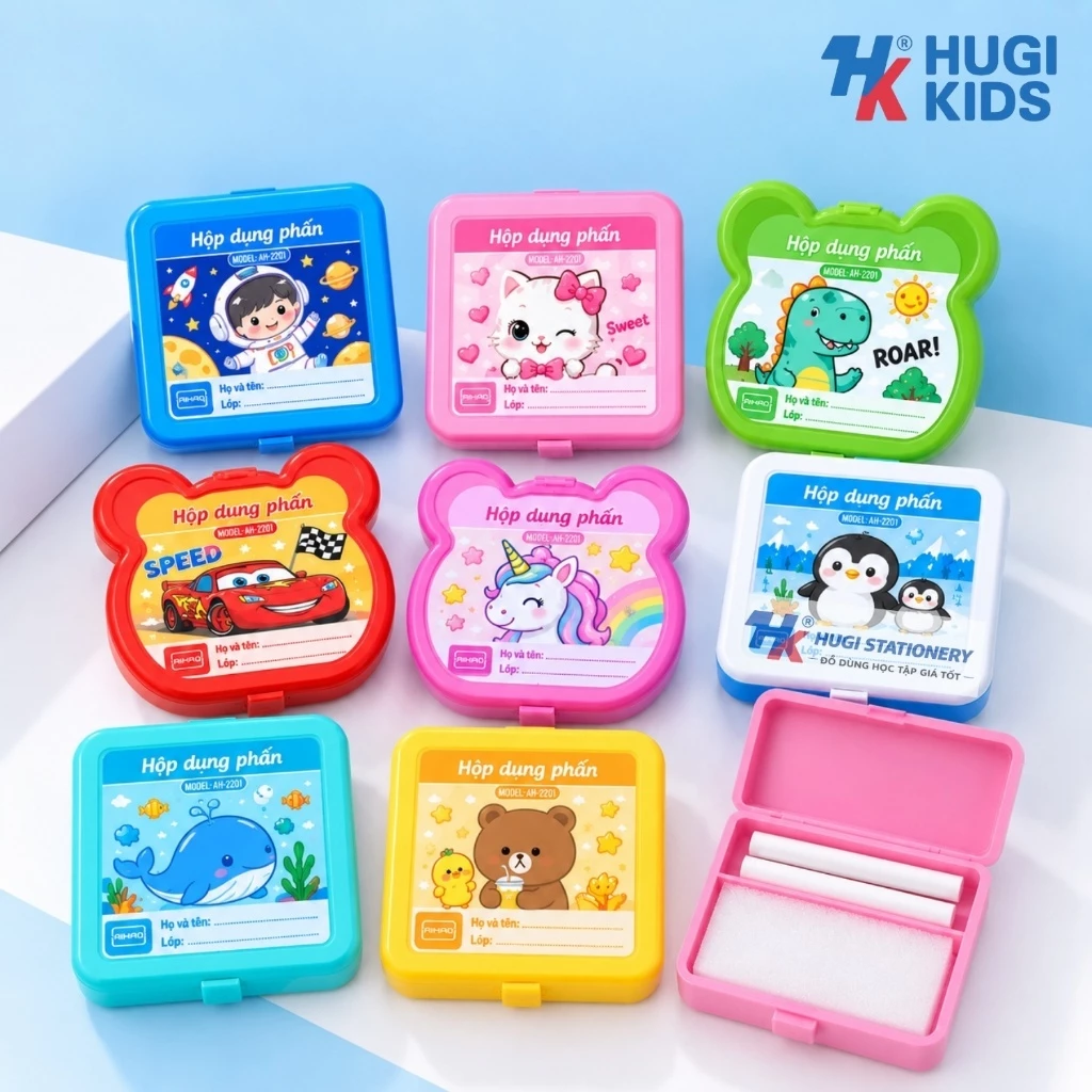 Hộp Đựng Phấn Viết Bảng – Nắp Vuông & Nắp Gấu, Nhựa Cứng Bền Đẹp