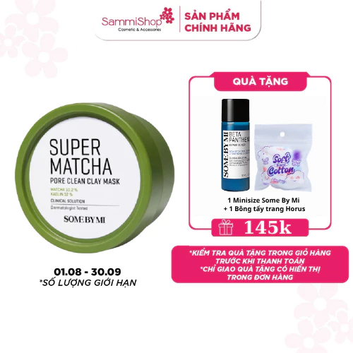 Mặt nạ dưỡng da đất set làm sạch lỗ chân lông Some By Mi Super Matcha Pore Clean Clay Mask 100g