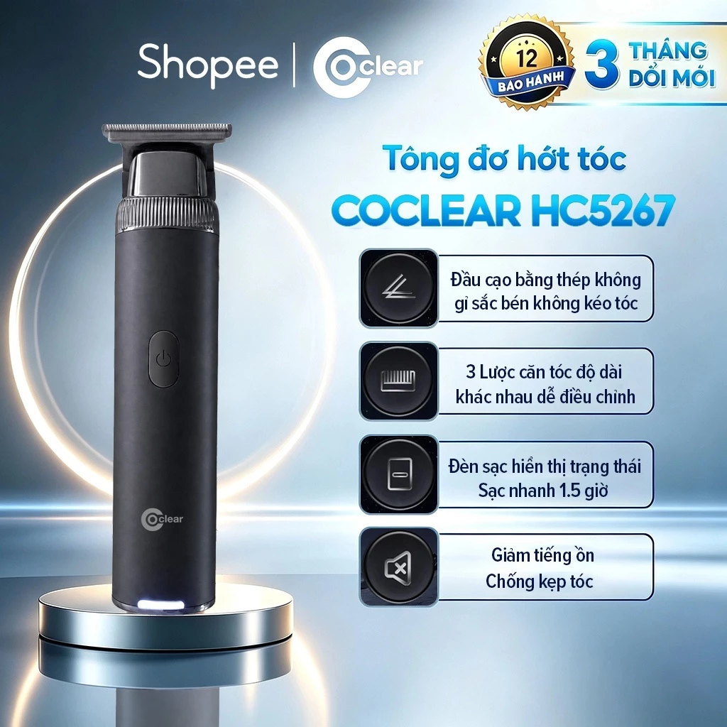 (LIVE-MCN) Tông đơ cắt tóc COCLEAR HC5267 6800 vòng/phút, lưỡi thép không gỉ, thân hợp kim nhôm,chống kẹt tóc