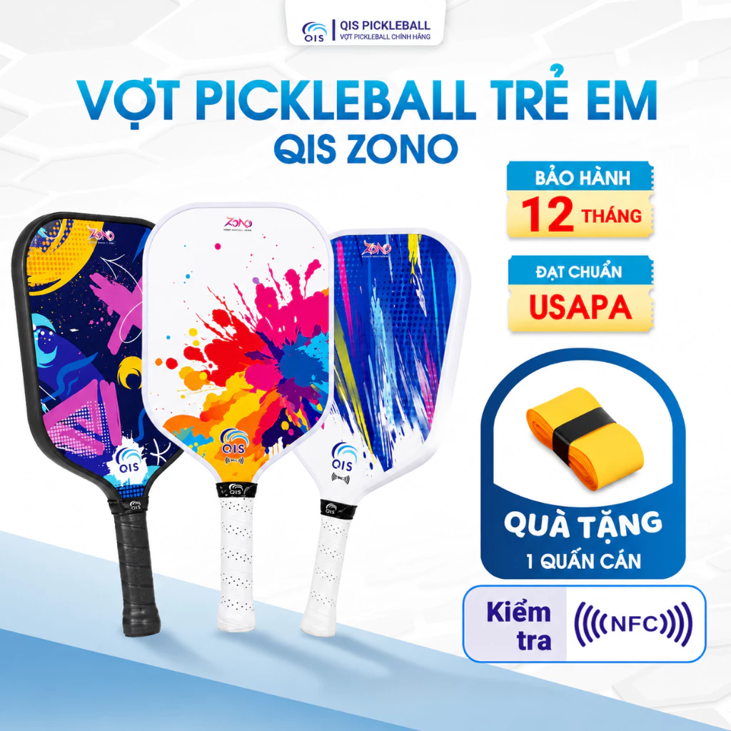 Vợt Pickleball Trẻ Em Qis Zono – Vợt Pickleball Newbie Nhẹ, Dễ Chơi, Check Mã NFC Chính Hãng