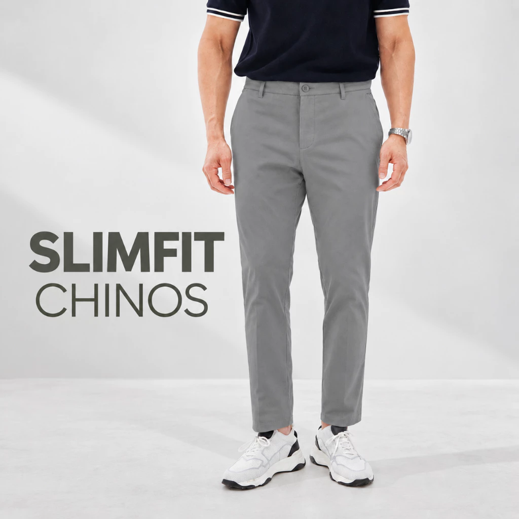 Quần kaki nam SLIMFIT CHINOS TORANO dáng basic túi chéo form chuẩn GABK014