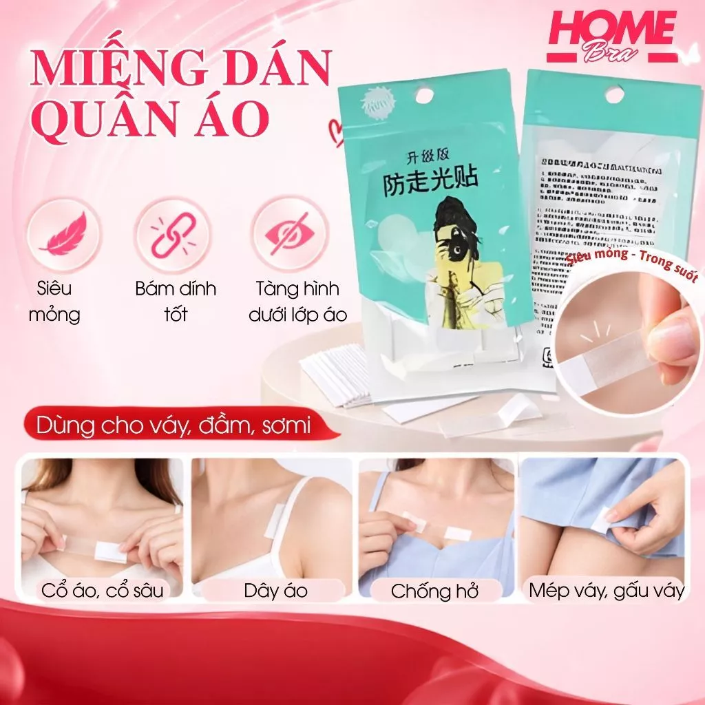 Miếng dán cố định quần áo trong suốt, Băng dính cố định áo quần che khe hở khi mặc trang phục D3001