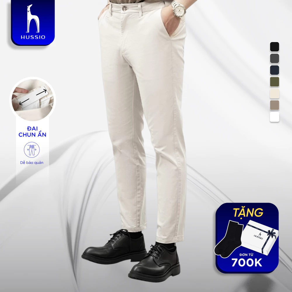 Quần dài nam CHINOS vải Kaki nhung cao cấp, co giãn, mềm mịn, trẻ trung, thanh lịch - HUSSIO