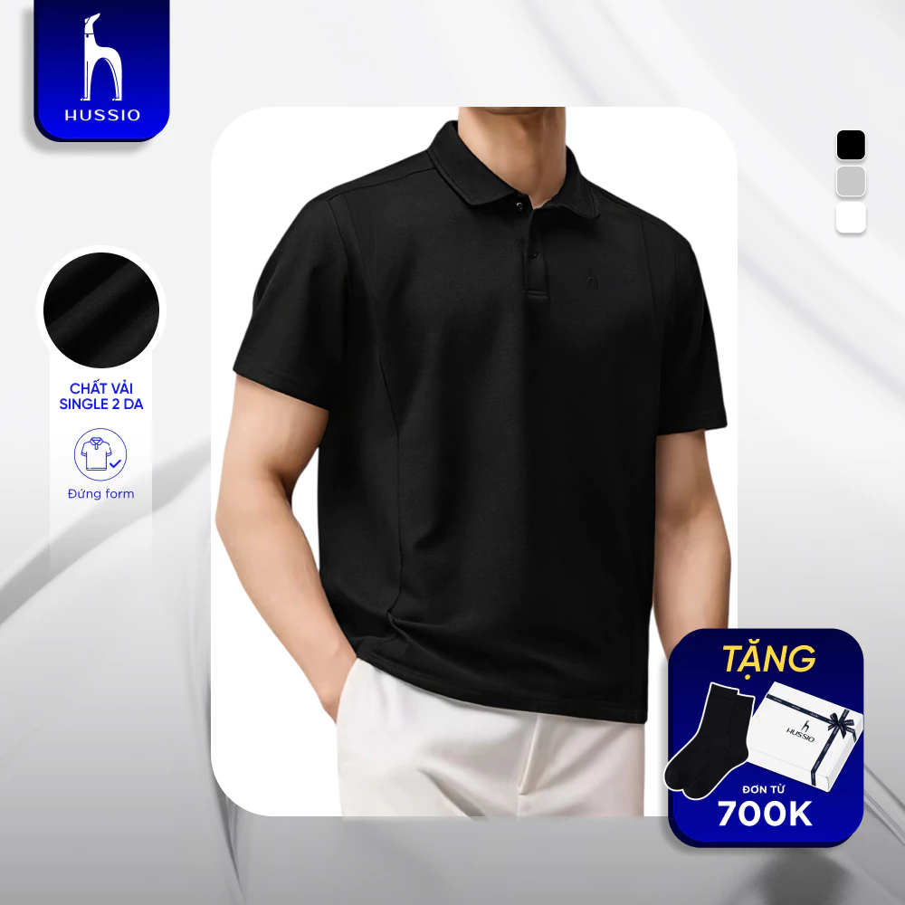 Áo polo UPBODY SNAP form cleanfit, vải single dày dặn, đứng form, giảm nhăn - HUSSIO