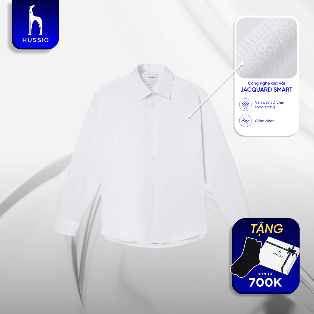 [New T8] Sơ mi nam công sở 8 Hours, công nghệ dệt Jacquard Smart,mềm mịn,bền màu,chuẩn form Slim Fit DEMAN -HUSSIO