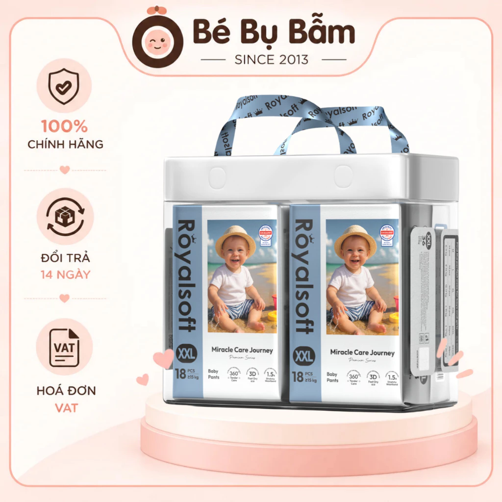 ✨ Tã Bỉm Royalsoft Chính Hãng Cho Bé - Siêu Mềm Mịn Chống Trào Hiệu Quả [Voucher Extra, Freeship]