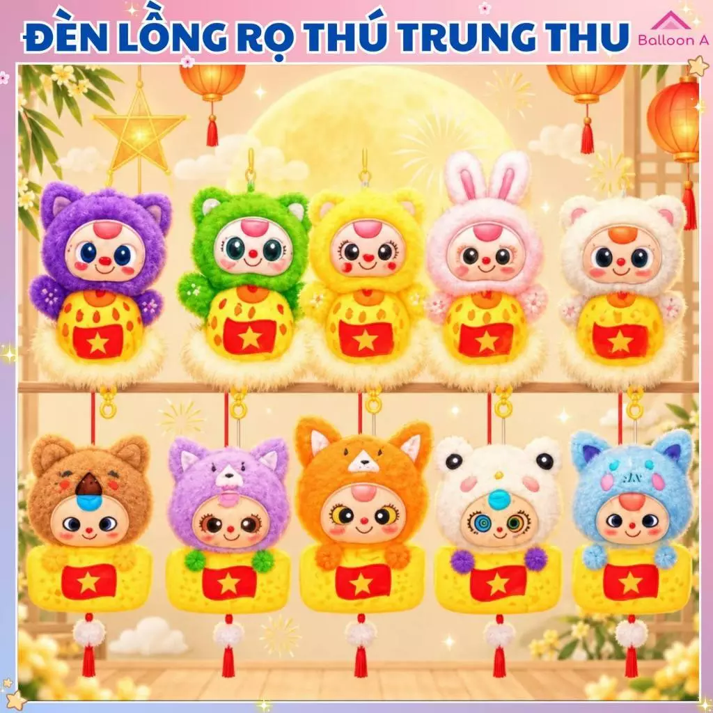 SỈ 5 Đèn Lồng Trung Thu Giỏ Thú Baby, Giỏ Con Vật Hottrend 2026 – Đèn LED Hình Thú Dễ Thương