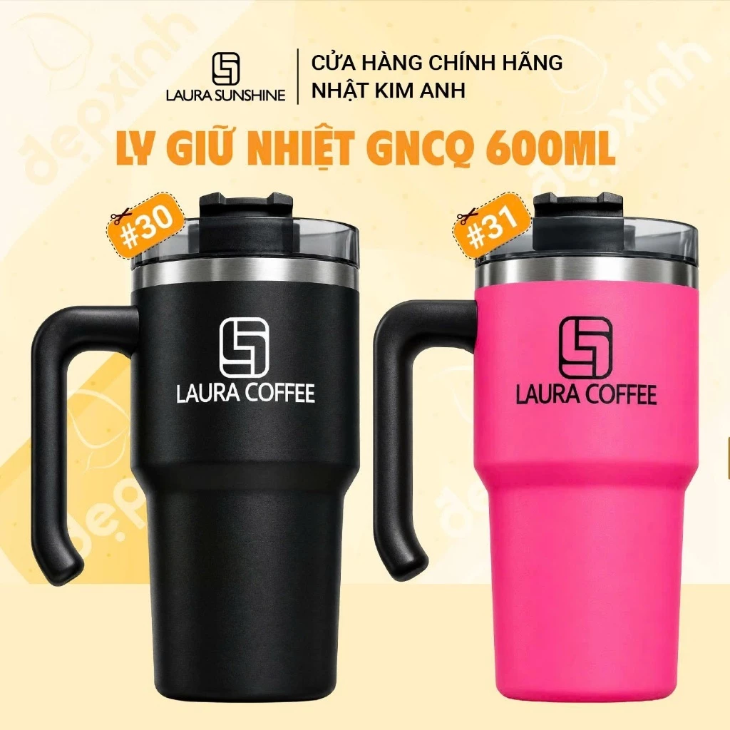 [MẪU MỚI] Ly giữ nhiệt có quai Laura Coffee GNCQ 600ml