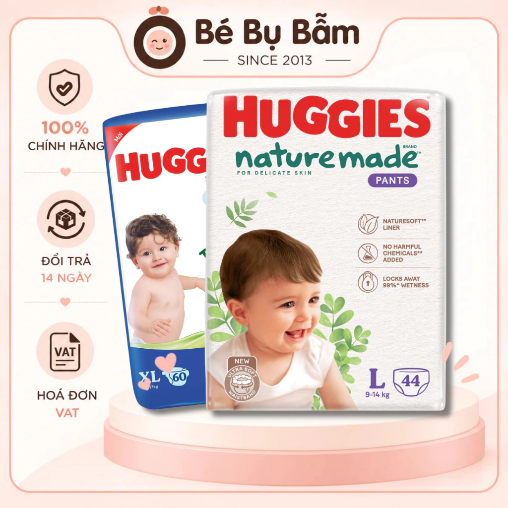 🌿 Bỉm Tã Huggies NatureMade Skinperfect, Skincare Chính Hãng - Dán, Quấn, NB, S, M, L, XL, XXL, 3XL