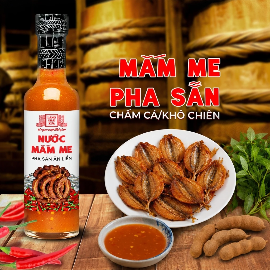 Nước mắm me cao cấp Làng Chài Xưa nguyên liệu tươi thơm ngon đặc biệt từ me, tỏi, ớt tươi