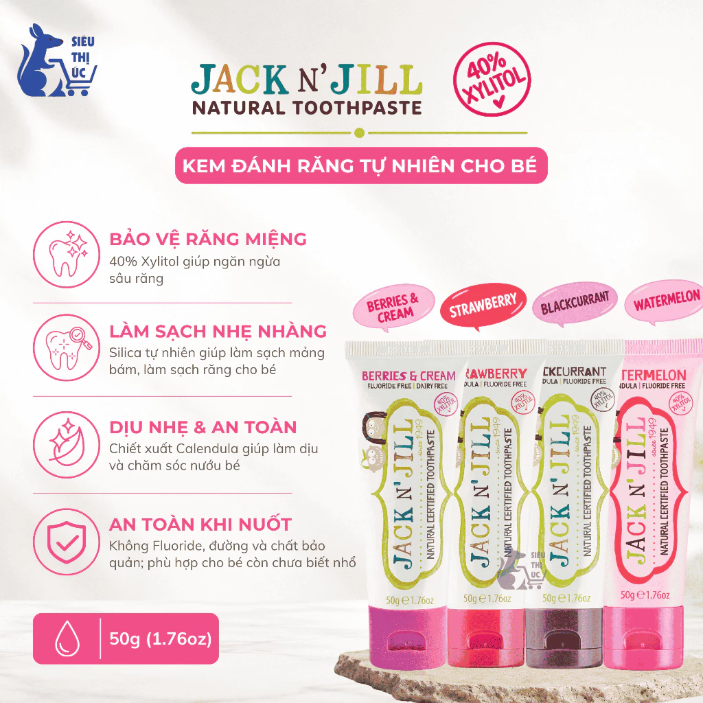 Kem Đánh Răng Hữu Cơ Cho Bé Jack N’Jill - 3 Hương