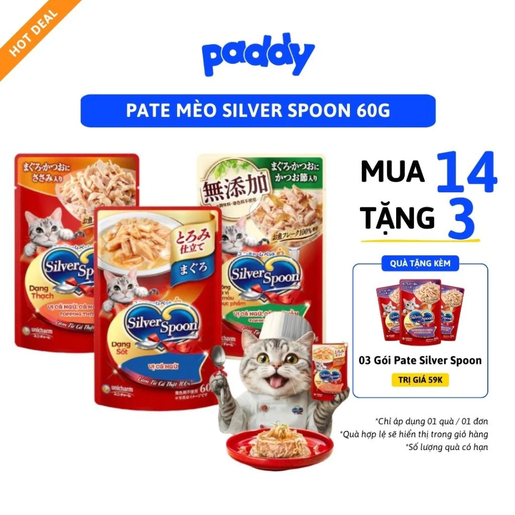 Pate Cho Mèo Silver Spoon Dạng Thạch & Sốt 60g