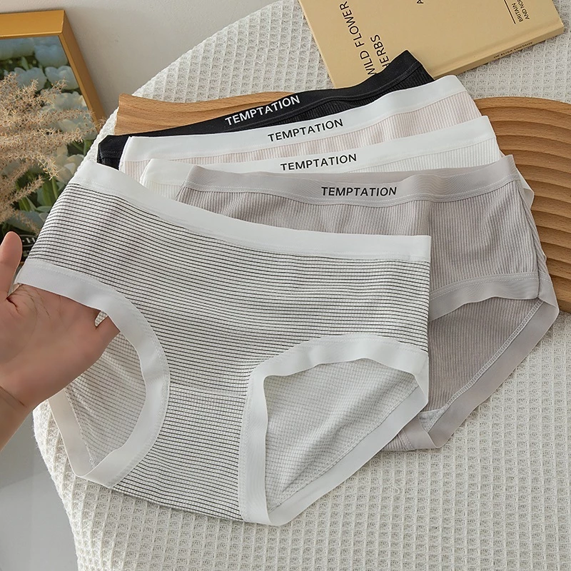 Combo Quần lót nữ cotton kháng khuẩn khử mùi, Quần chip nữ thun lạnh kẻ sọc thoáng mát LANIXA LY08