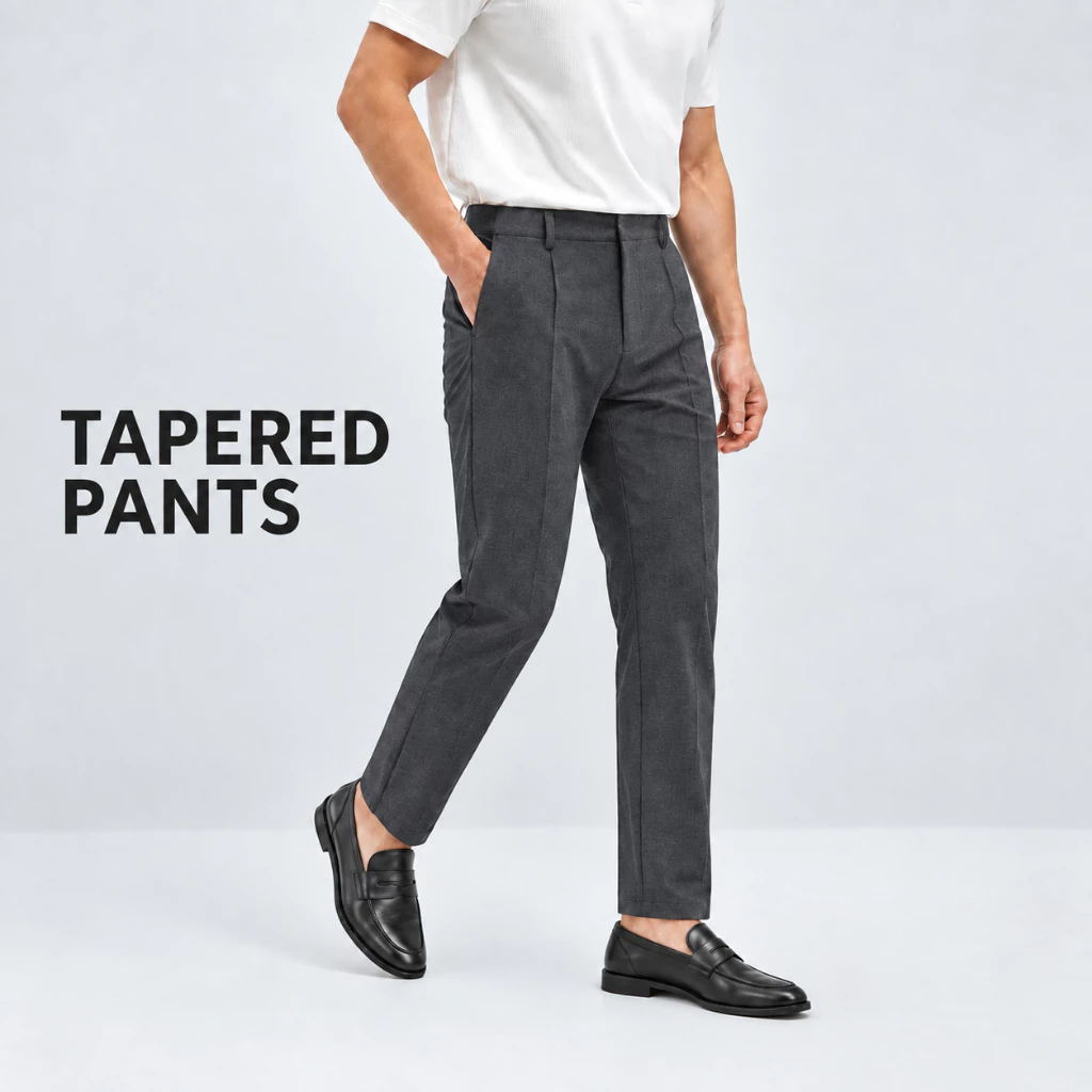 Quần âu TAPERED PANTS TORANO relaxedfit trơn phối cạp chun thêu logo  vừa vặn, tôn dáng tự nhiên GABT506
