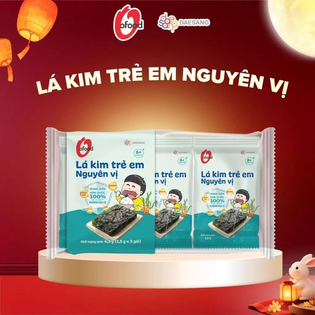 LÁ KIM TRẺ EM NGUYÊN VỊ O'FOOD DÀNH CHO BÉ TỪ 6 THÁNG – 100% RONG BIỂN NGUYÊN CHẤT KHÔNG MUỐI, GIA VỊ.