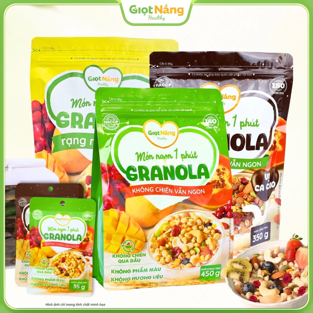 Granola Ngũ Cốc Ăn Sáng Healthy Lành Mạnh Với Hạt và Trái Cây Từ Nông Sản Giọt Nắng Dịp Tết Trung Thu