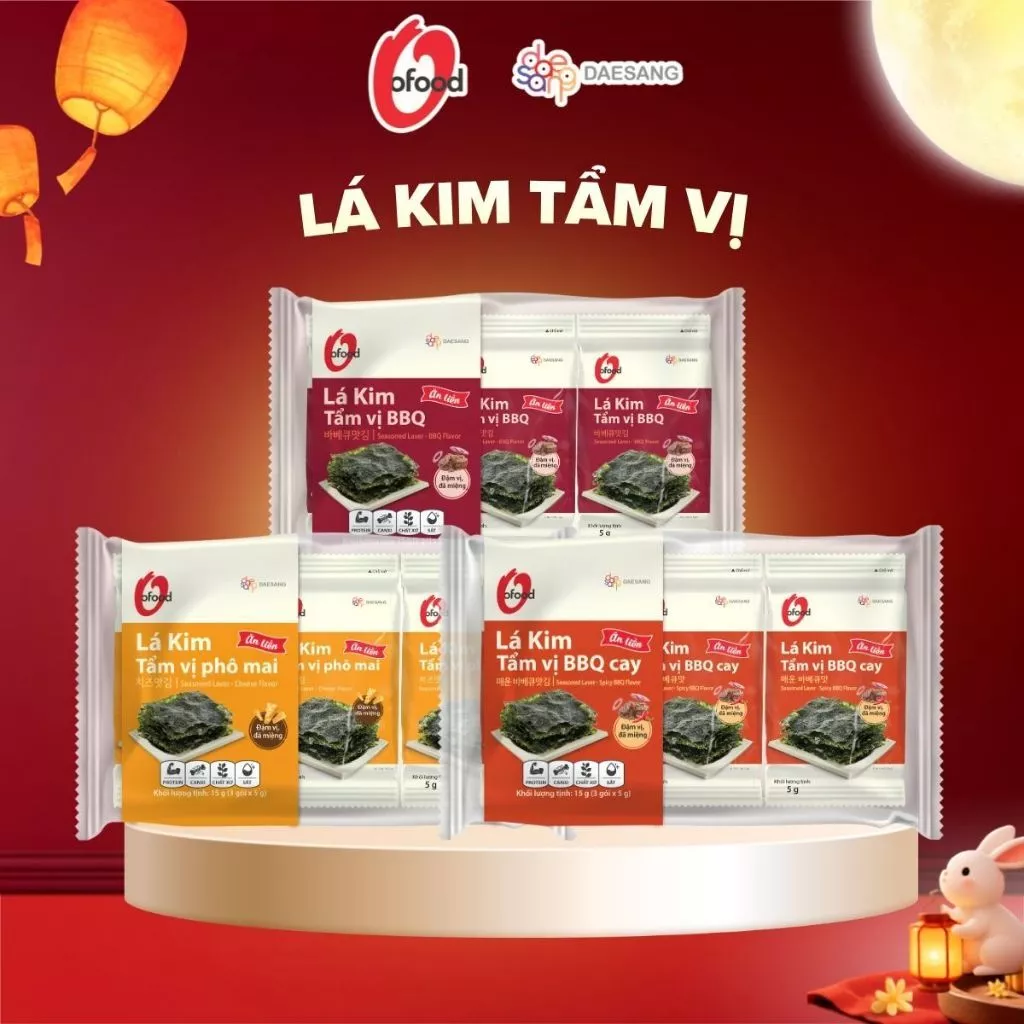 LÁ KIM TẨM VỊ O'FOOD BBQ/ BBQ CAY/ PHÔ MAI 5G - NGON, GIÒN THƠM NGON
