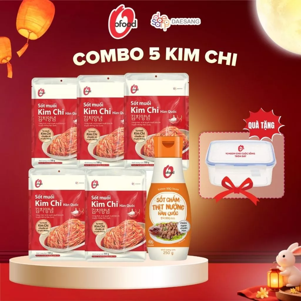 [Tặng 1 hộp nhựa cao cấp 2L] Combo 5 sốt muối kim chi và 1 sốt chấm thịt nướng O'food