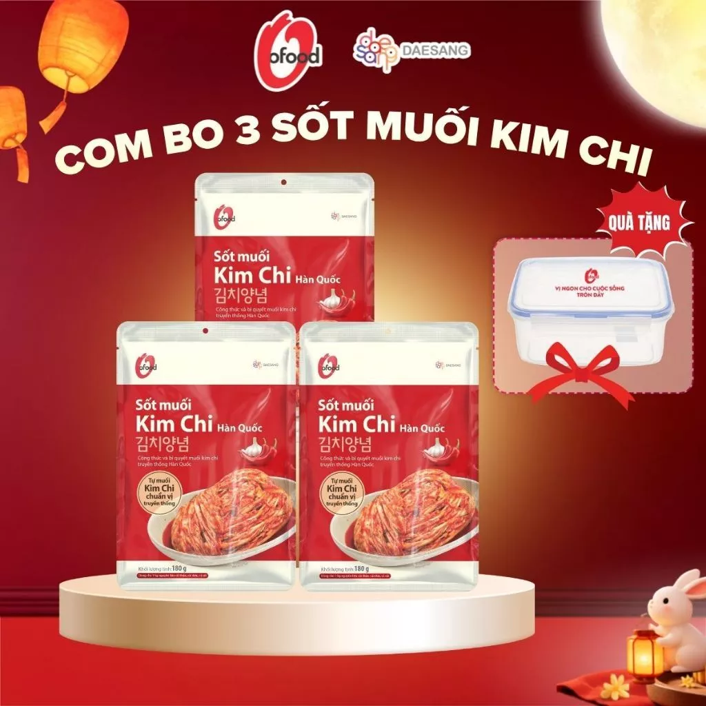 [O'FOOD VN] COMBO 3 GÓI SỐT MUỐI KIM CHI O'FOOD 180G – TẶNG HỘP HOẶC SỐT, SỐT KIM CHI HÀN QUỐC ĐẬM ĐÀ