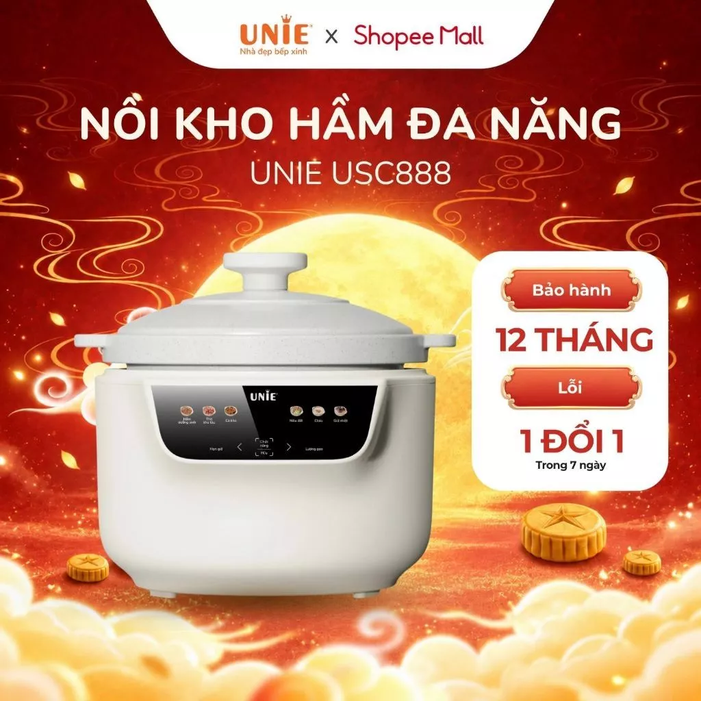 [UNIE x KOC] Nồi kho hầm dưỡng sinh 5in1 UNIE USC888, công suất 850W, nắp sứ kép cao cấp – giữ nhiệt